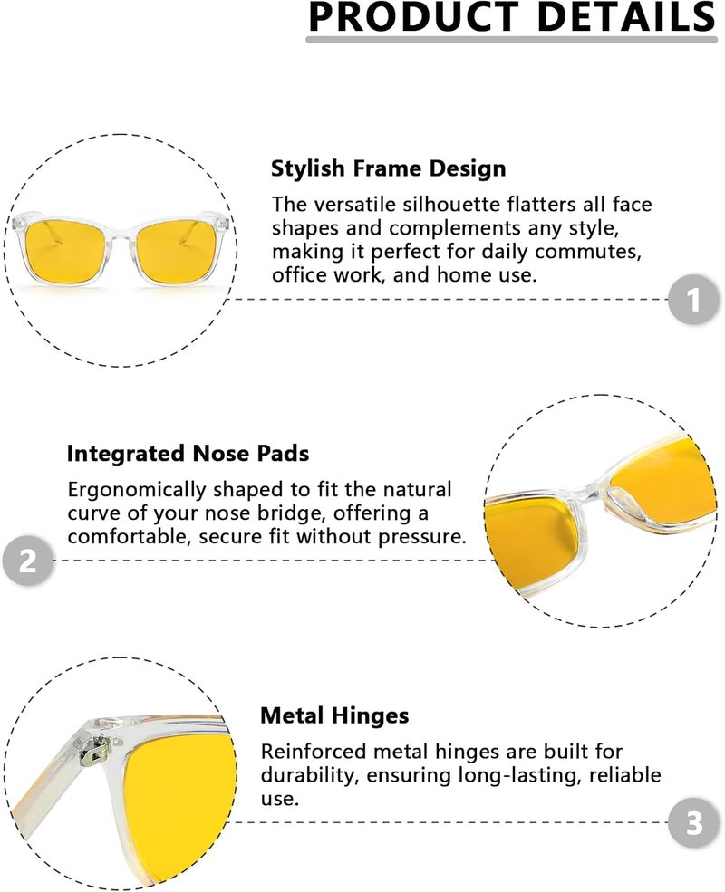Blue Light Blocking Glasses Better Sleep UV Protection Glasses for Men Women Computer Games TVs Mobile Phones Screens Blue Ray Protection - Image 4