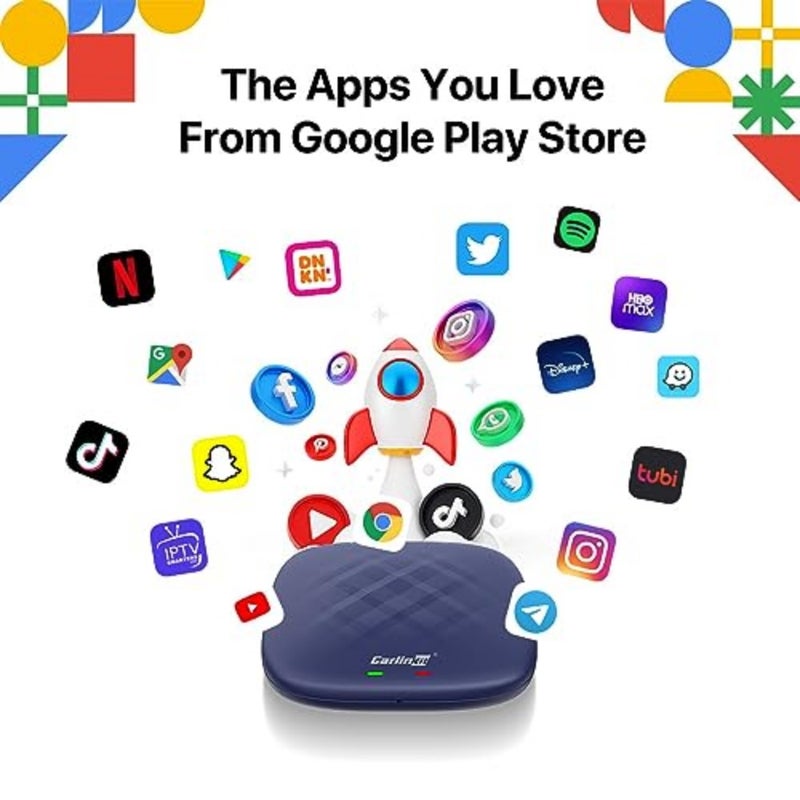 كارلين نت صندوق كاربلاي بنظام اندرويد 13 بذاكرة 8GB+128GB، سلسلة الترا مع كوالكوم ثماني النواة القوي، يأتي مع نظام اندرويد اوتو كار بلاي وجوجل بلاي، فقط لسيارات كاربلاي السلكية من المصنع - Image 4