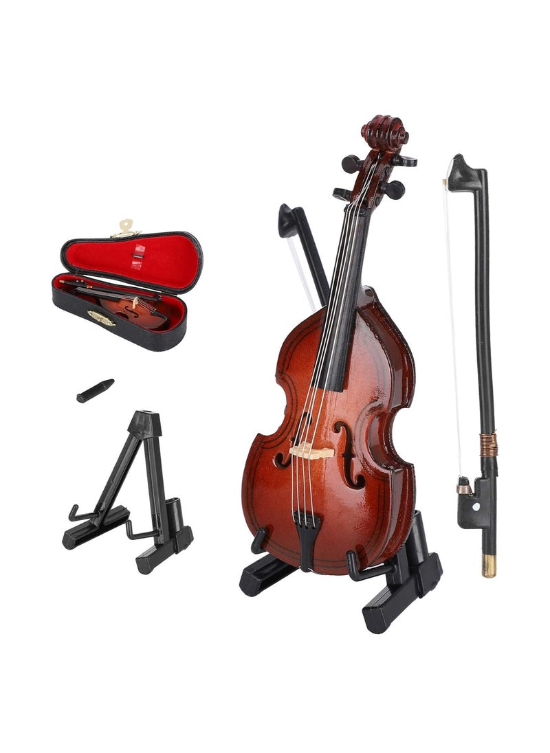 RATSAW Mini Violin Model Wooden Bass Miniature Musical Instrument Decoration Small Collectible Double Bass Replica Home Decoration Tree Replica Gift Ornament 14cm  - Image 1