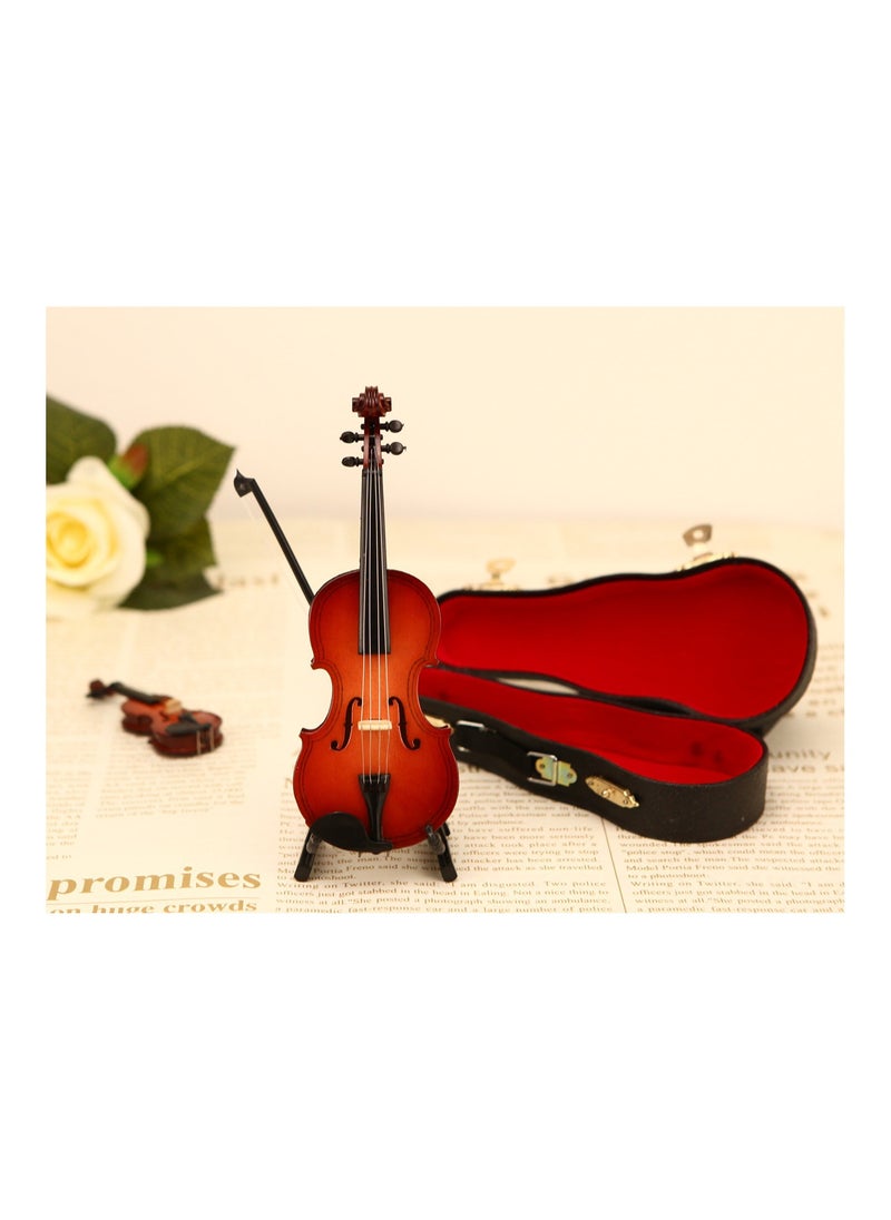 RATSAW Mini Violin Model Wooden Bass Miniature Musical Instrument Decoration Small Collectible Double Bass Replica Home Decoration Tree Replica Gift Ornament 14cm  - Image 4