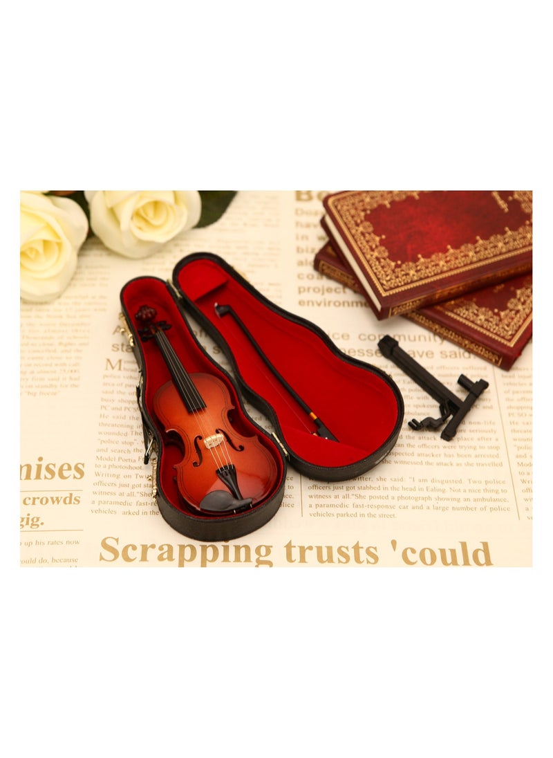 RATSAW Mini Violin Model Wooden Bass Miniature Musical Instrument Decoration Small Collectible Double Bass Replica Home Decoration Tree Replica Gift Ornament 14cm  - Image 3
