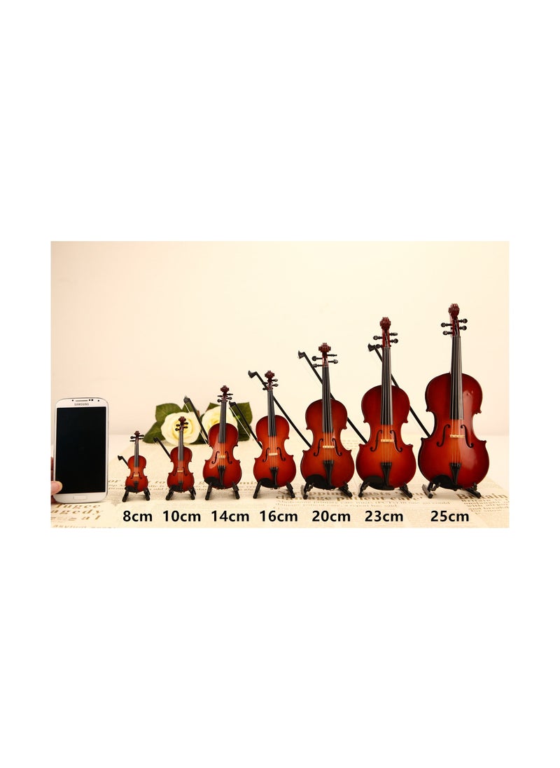 RATSAW Mini Violin Model Wooden Bass Miniature Musical Instrument Decoration Small Collectible Double Bass Replica Home Decoration Tree Replica Gift Ornament 14cm  - Image 5