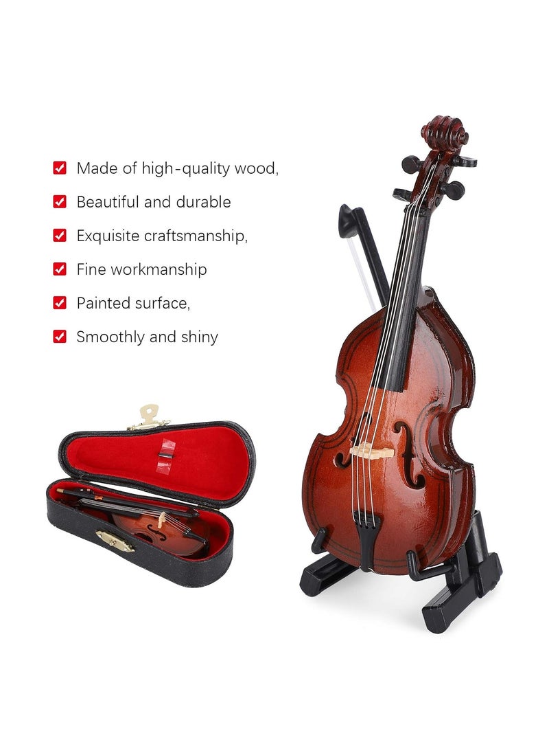 RATSAW Mini Violin Model Wooden Bass Miniature Musical Instrument Decoration Small Collectible Double Bass Replica Home Decoration Tree Replica Gift Ornament 14cm  - Image 2