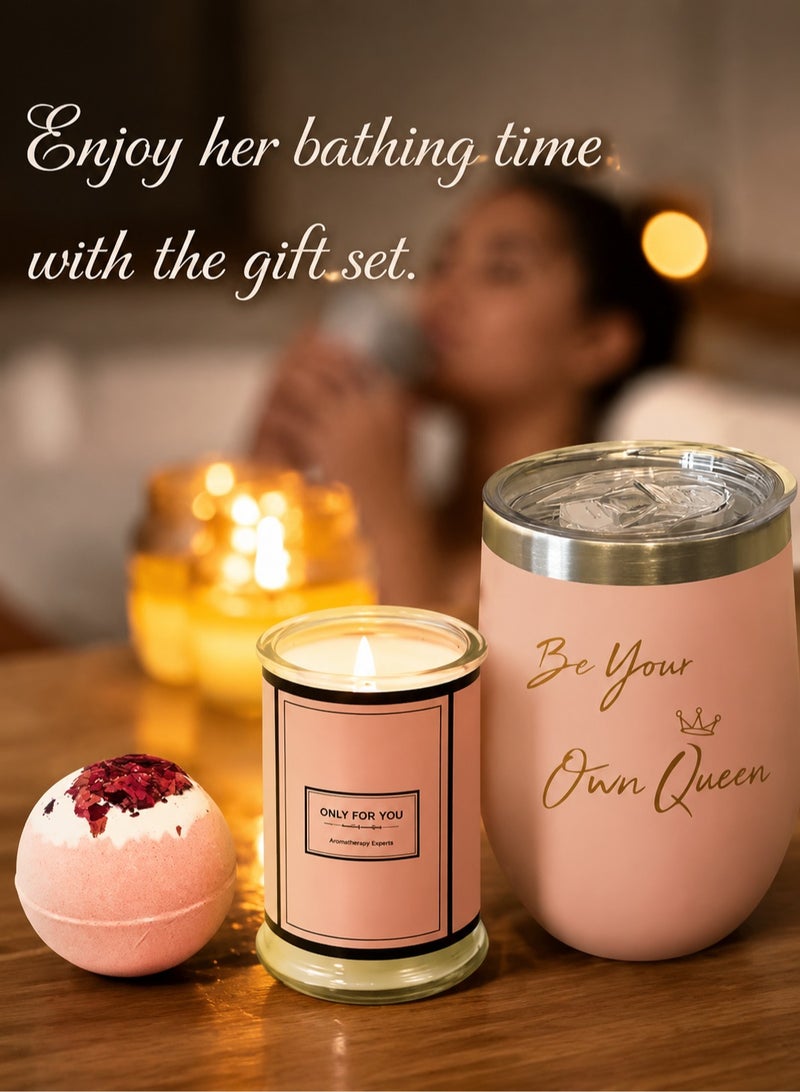 ARNOTEC Relaxing Spa Gift Set for Women – Mother's Day, Birthday & Holiday Gifts, 8-Piece Premium Gift Basket with Eye Mask, Candle, Bath Bomb, Heart Soap, Tumbler & Plush Towel - Image 5