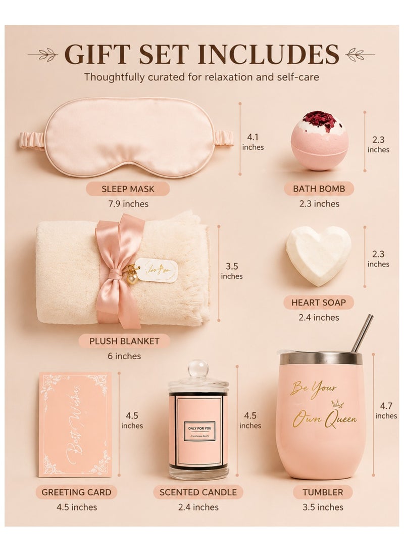ARNOTEC Relaxing Spa Gift Set for Women – Mother's Day, Birthday & Holiday Gifts, 8-Piece Premium Gift Basket with Eye Mask, Candle, Bath Bomb, Heart Soap, Tumbler & Plush Towel - Image 3