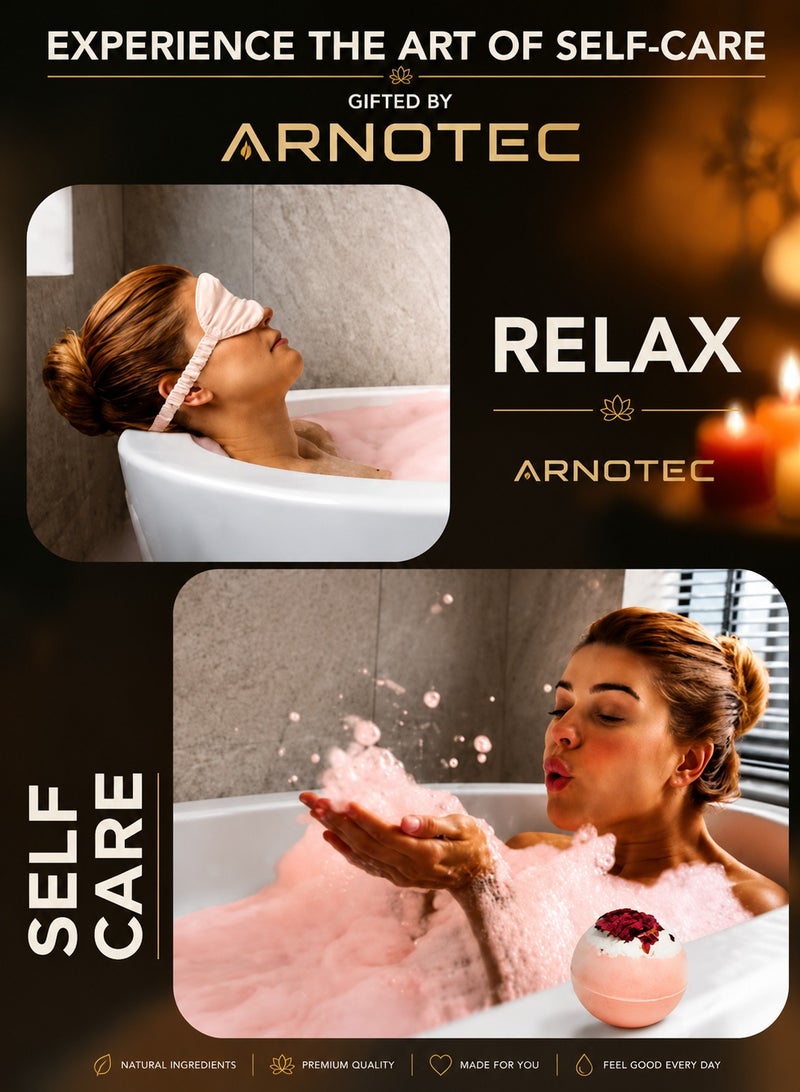 ARNOTEC Relaxing Spa Gift Set for Women – Mother's Day, Birthday & Holiday Gifts, 8-Piece Premium Gift Basket with Eye Mask, Candle, Bath Bomb, Heart Soap, Tumbler & Plush Towel - Image 4