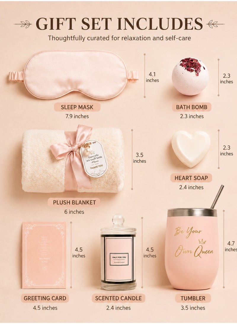 ARNOTEC Relaxing Spa Gift Set for Women – Mother's Day, Birthday & Holiday Gifts, 8-Piece Premium Gift Basket with Eye Mask, Candle, Bath Bomb, Heart Soap, Tumbler & Plush Towel - Image 3