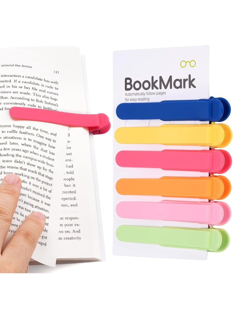 6 قطع ملصقات تلقائية، ملصقات ذكية من السيليكون لقراءة الكتب، ملصقات مميزة وجميلة للكتاب، ملصقات ملخصة لصفحات الكتب هدايا لأحباء الكتب للرجال والنساء والأطفال (6 قطع ملونة) - Image 1