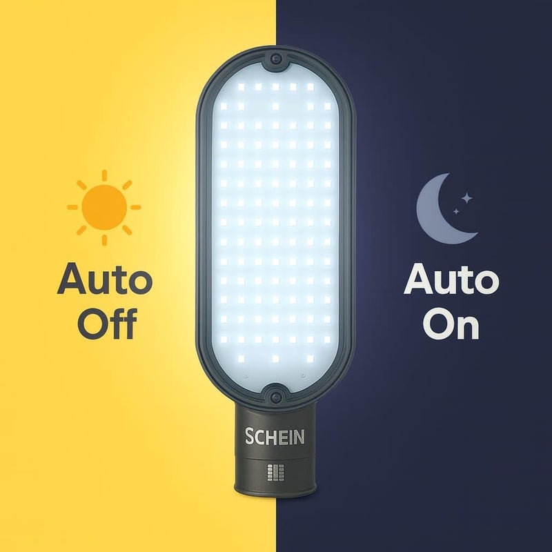 Shein مصباح شارع LED SHSL-28W | 28W | تشغيل/إيقاف تلقائي عند الغسق حتى الفجر | كهرباء سلكية | مقاوم للماء والغبار IP65 | هيكل بولي كربونات | معتمد من BIS R-97001945 | مصباح شارع خارجي | 1 قطعة - Image 2