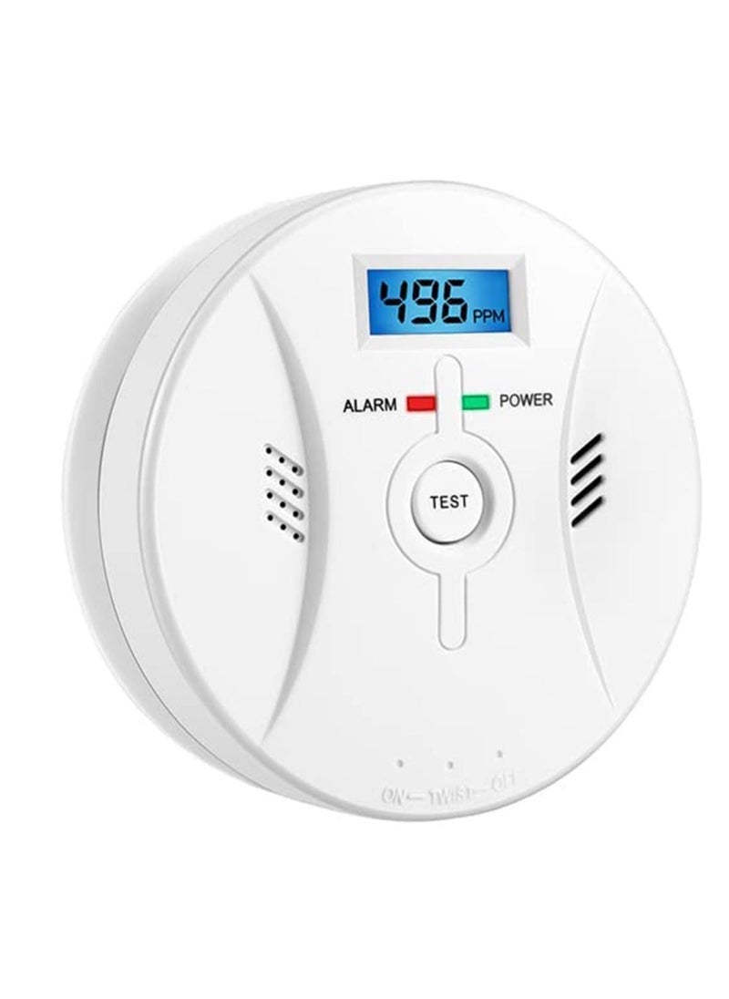 Generic - Combination Smok and Carbon Monoxide Detector Alarm Digital Display for Travel Home Bedroom Kitchen 9V Battery Operated White - Image 1