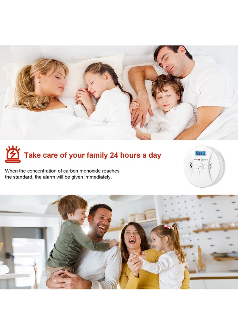 Generic - Combination Smok and Carbon Monoxide Detector Alarm Digital Display for Travel Home Bedroom Kitchen 9V Battery Operated White - Image 1