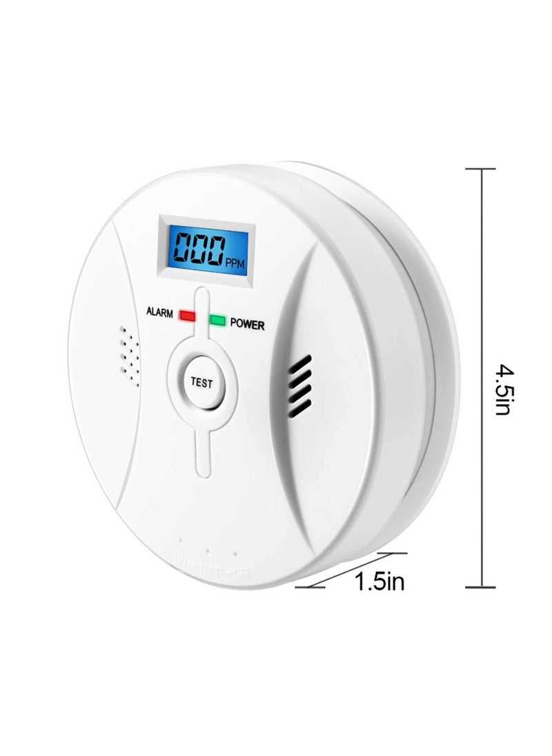 Generic - Combination Smok and Carbon Monoxide Detector Alarm Digital Display for Travel Home Bedroom Kitchen 9V Battery Operated White - Image 1