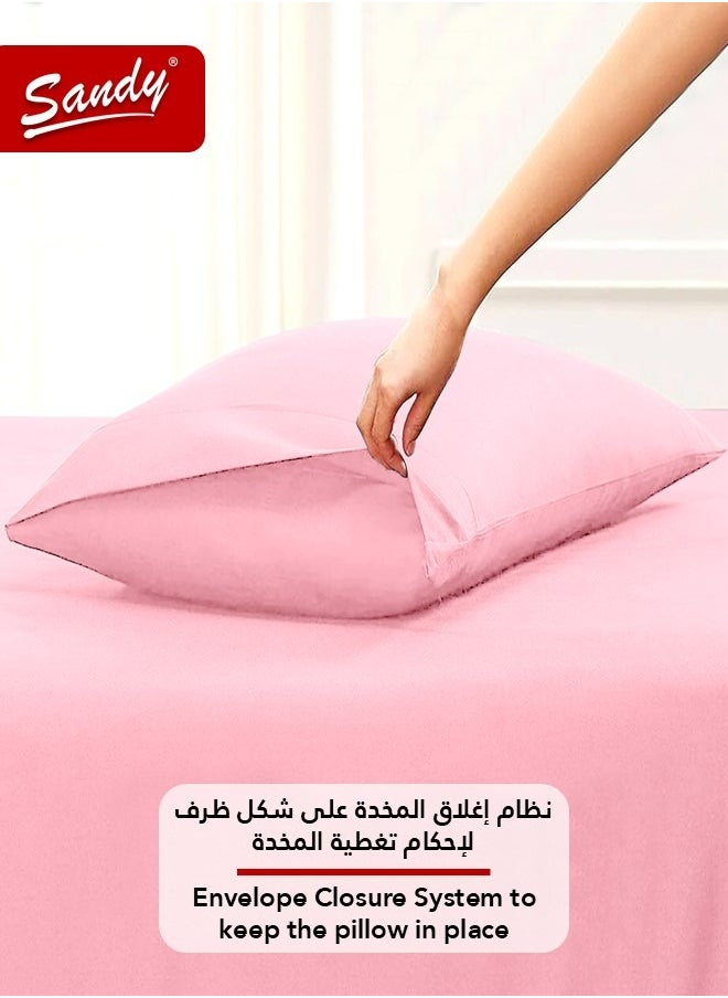Sandy Sandy Premium Hotel Quality Flat Sheet and Pillow Cases, Bed Sheet 3 Pieces Set, Soft & Breathable and Cooling, King Size 274 x 259 cm, Light Pink  - Image 5