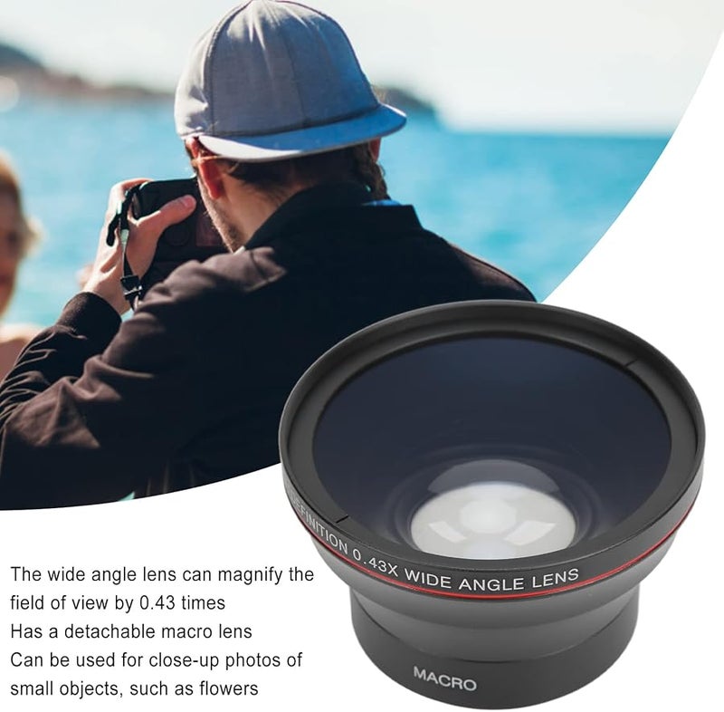 58mm Wide Angle Lens 0 43X Macro Optical Glass Camera Lens Aluminum Alloy - Image 3