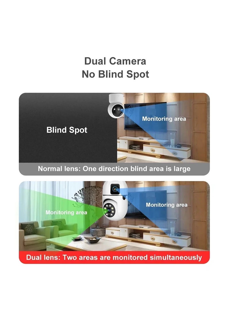 كاميرا أمان واي فاي E27 بدقة 1080P بعدستين 1MP و 2MP | مراقبة ذكية للمنزل الداخلي | تتبع ذكي AI | صوت ثنائي الاتجاه لاسلكي | V380Pro[IOS、Android、PC]