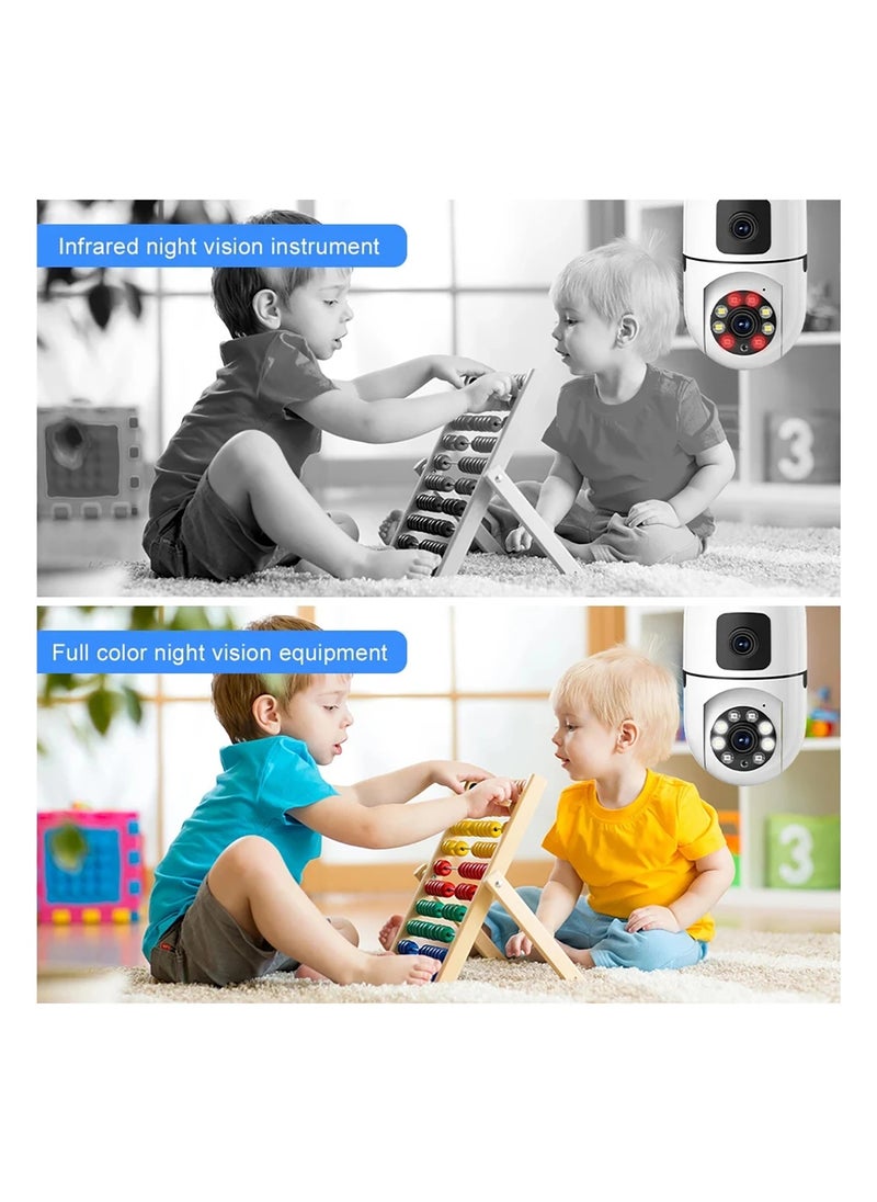 كاميرا أمان واي فاي E27 بدقة 1080P بعدستين 1MP و 2MP | مراقبة ذكية للمنزل الداخلي | تتبع ذكي AI | صوت ثنائي الاتجاه لاسلكي | V380Pro[IOS、Android、PC]