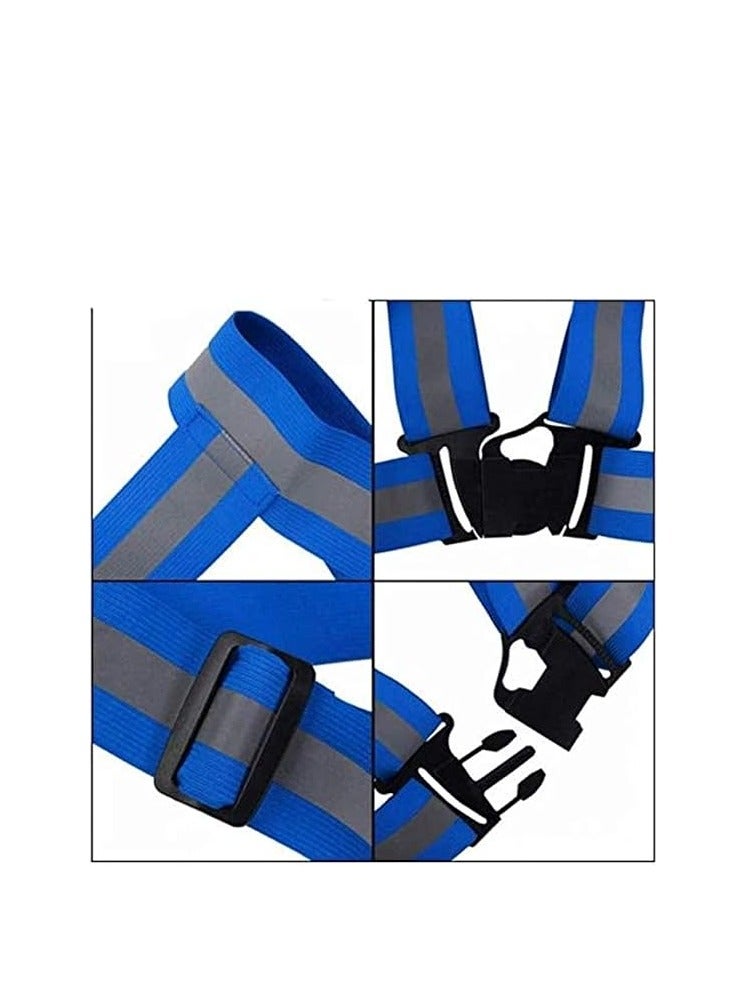 Generic 1 Piece Adjustable Reflective Visibility Elastic Safety Belt For Night Running Construction Traffic Warehouse Visibility Security Jacket Reflective Strips Gear (Blue)  - Image 2