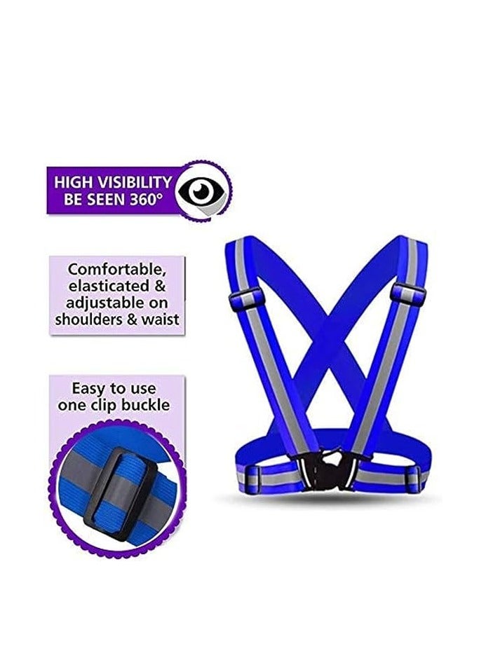 Generic 1 Piece Adjustable Reflective Visibility Elastic Safety Belt For Night Running Construction Traffic Warehouse Visibility Security Jacket Reflective Strips Gear (Blue)  - Image 5