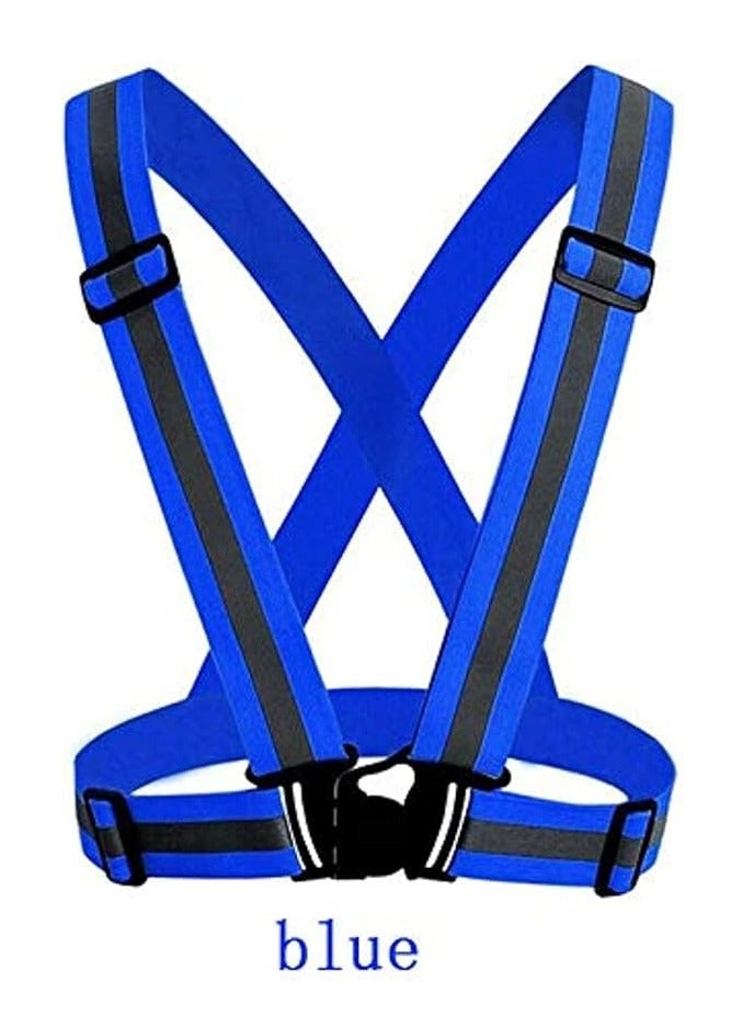 Generic 1 Piece Adjustable Reflective Visibility Elastic Safety Belt For Night Running Construction Traffic Warehouse Visibility Security Jacket Reflective Strips Gear (Blue)  - Image 3
