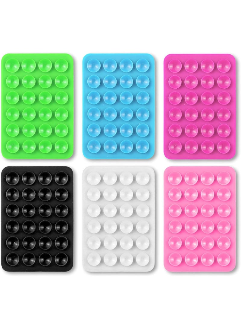 6 Pack Suction Phone Case Adhesive Mount, Silicone Hands Free Phone Accessory Holder, Silicone Suction Cup Phone Holder, Suction Phone Case Adhesive Stand, for Selfies and Videos (6 Colors) - Image 1