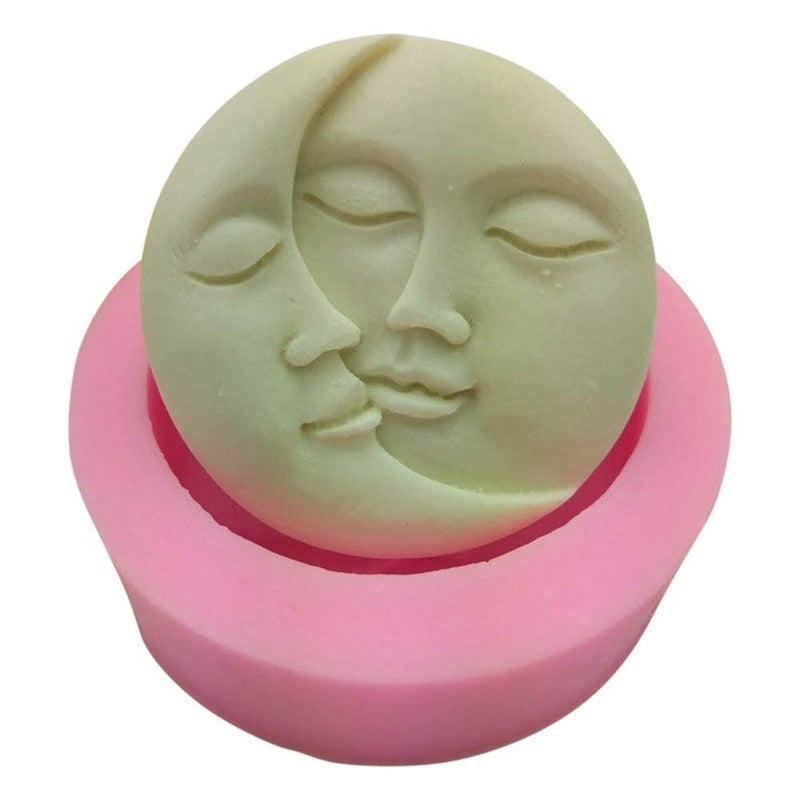 EchoDone Moon Face Silicone Mold for Resin Silicone Candle Molds for DIY Jewelry Making Candle Artificial Gems Polymer Clay Cake Fondant Mold