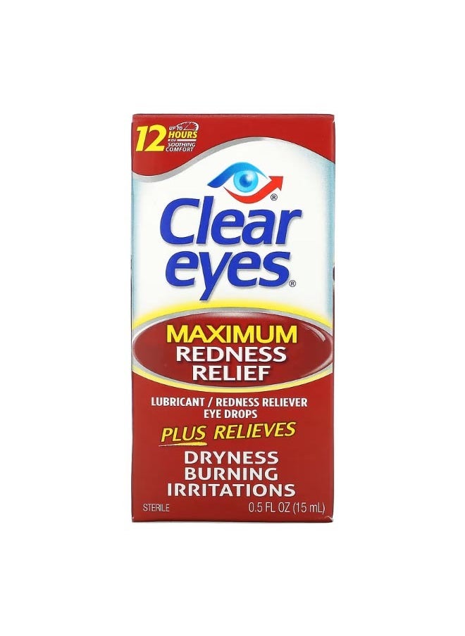 Clear Eyes Maximum Redness Relief Lubricant Redness Reliever Eye Drops 0.5 fl oz 15 ml  - Image 1