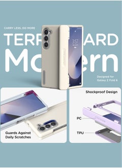 VRS Design Terra Guard Modern Samsung Galaxy Z Fold 6 Case Cover (2024) with Hinge Protection - Cream  - Image 3