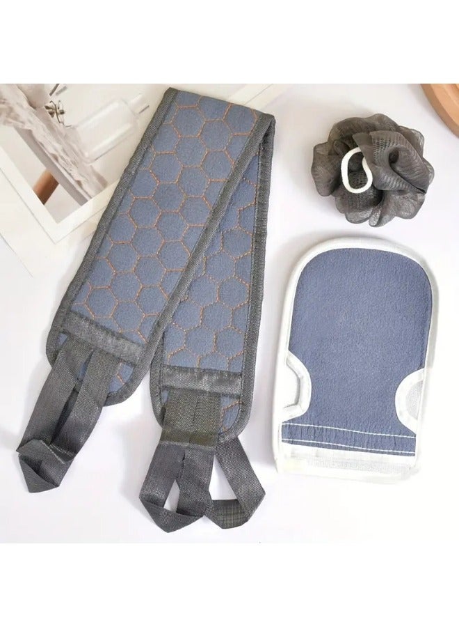 3pcs Body Scrub Tools Bath Sponge Bath Loofah Back Cleaner Exfoliating Gloves - Image 1