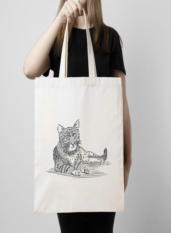 ARTBUG Tote Bag for Women with zip, Aesthetic Canvas tote bag for college girls, office, stylish and reusable - Cat Painting - D No - 152 - Image 3