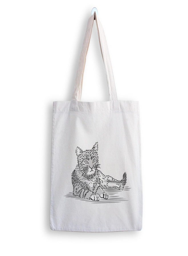 ARTBUG Tote Bag for Women with zip, Aesthetic Canvas tote bag for college girls, office, stylish and reusable - Cat Painting - D No - 152 - Image 1