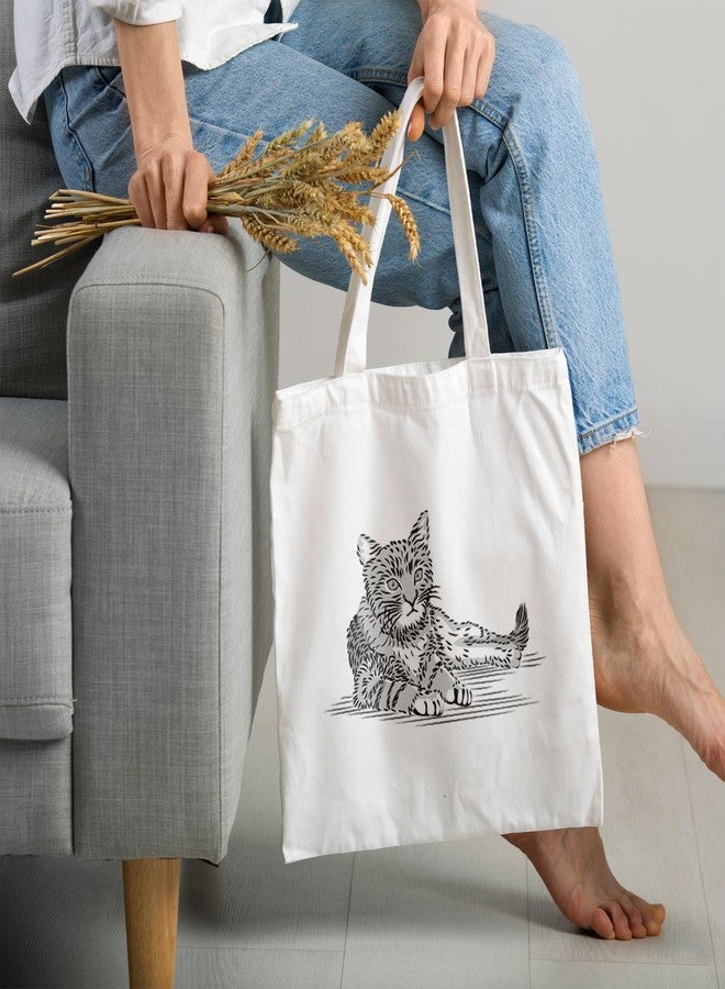 ARTBUG Tote Bag for Women with zip, Aesthetic Canvas tote bag for college girls, office, stylish and reusable - Cat Painting - D No - 152 - Image 2