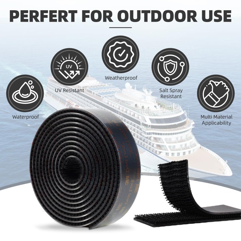 Bulina Dual Lock SJ3550 1/2"x 1" 6PCS Black Reclosable Fastener Heavy Duty Interlocking Tape Mushroom Shaped Sticky Hook Lock Mounting Tape for EZ Pass Holder Indoor Outdoor Use - Image 3