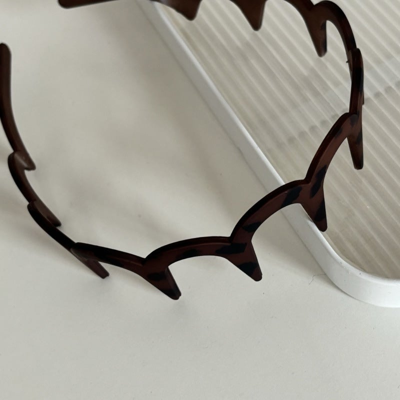 Generic Matte Leopard Acrylic Wave Hair Hoop for Women 4# big teeth leopard hair hoop 