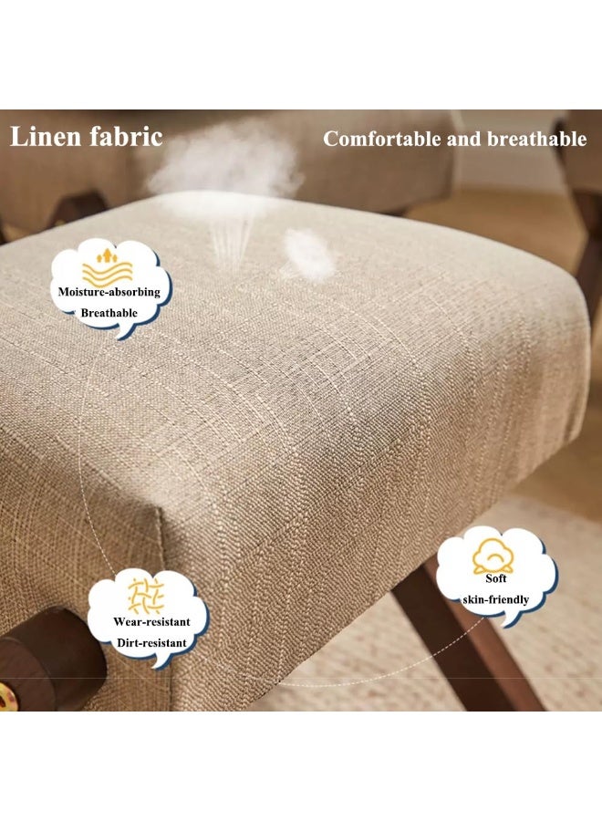 WALALLA Footstool Ottoman, Small Wood Foot Stool for Sofa, Under Desk, Shoe Change Stool, Upholstered Cushion Ottoman Foot Rest, Stepstool, Extra Seating for Living Room, Entryway, Bedroom and Patio - Image 3