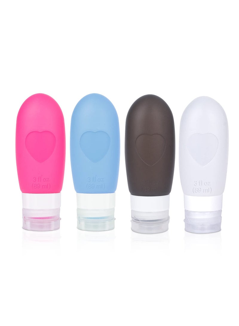 Travel Bottles Silicone Travel Size Liquid Containers Empty Squeeze Tubes Refillable Traveling Accessories for Shampoo Cosmetic Conditioner Lotions Creams Soap 3 OZ - Image 1