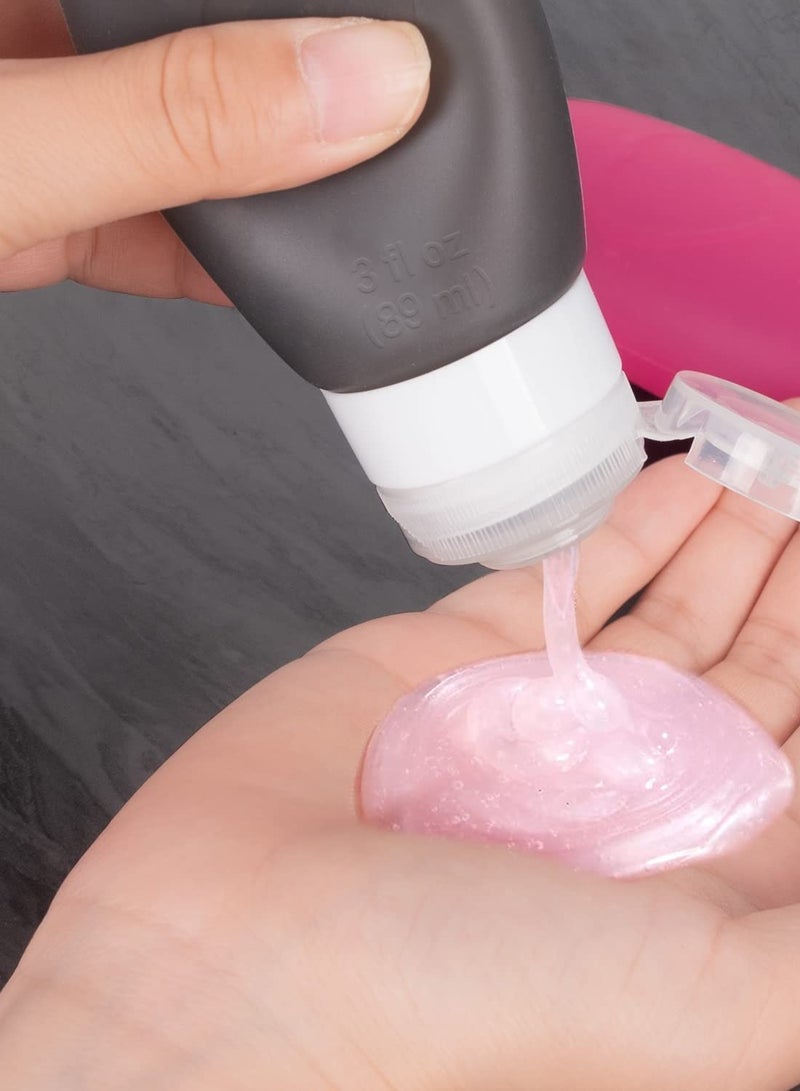 Travel Bottles Silicone Travel Size Liquid Containers Empty Squeeze Tubes Refillable Traveling Accessories for Shampoo Cosmetic Conditioner Lotions Creams Soap 3 OZ - Image 4