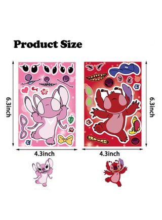 8 Sheets/Set Lilo & Stitch Stickers Make a Face Puzzle Stickers Waterproof Cartoon Stickers DIY Craft for Kids - view 2