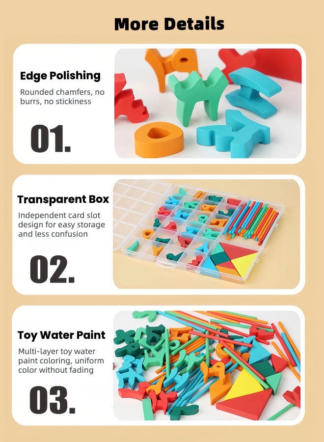 LUMOZ Arabic Numbers Educational Toys for Kids Ages 3-5 - Wooden Number Blocks with Math Sticks & Tangram Puzzle, Early Learning Educational Toys for Toddlers to Learn Arabic Numbers & Counting - Image 5
