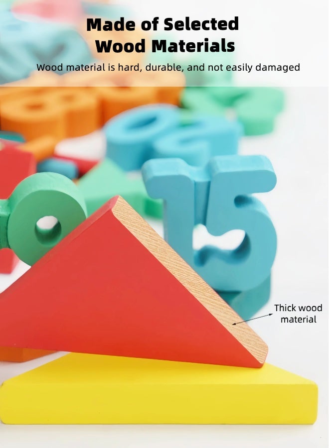 LUMOZ Arabic Numbers Educational Toys for Kids Ages 3-5 - Wooden Number Blocks with Math Sticks & Tangram Puzzle, Early Learning Educational Toys for Toddlers to Learn Arabic Numbers & Counting - Image 4