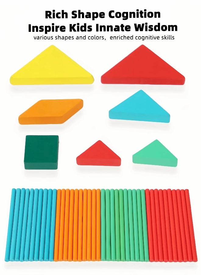 LUMOZ Arabic Numbers Educational Toys for Kids Ages 3-5 - Wooden Number Blocks with Math Sticks & Tangram Puzzle, Early Learning Educational Toys for Toddlers to Learn Arabic Numbers & Counting - Image 3