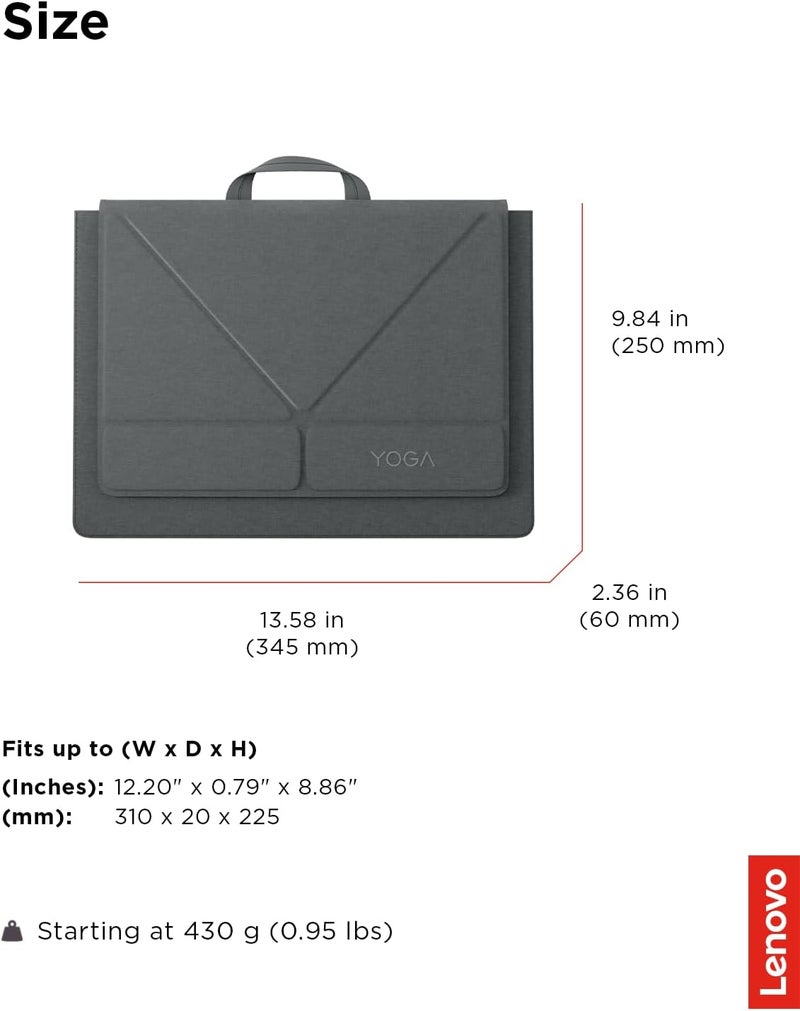 Lenovo Yoga Tote Sleeve Case for Laptops with 14-inch Display, Multi-Compartment Organizer with Convertible Stand, Lightweight Protective Polyester & Microfiber Sleeve, Luna Grey - Image 5