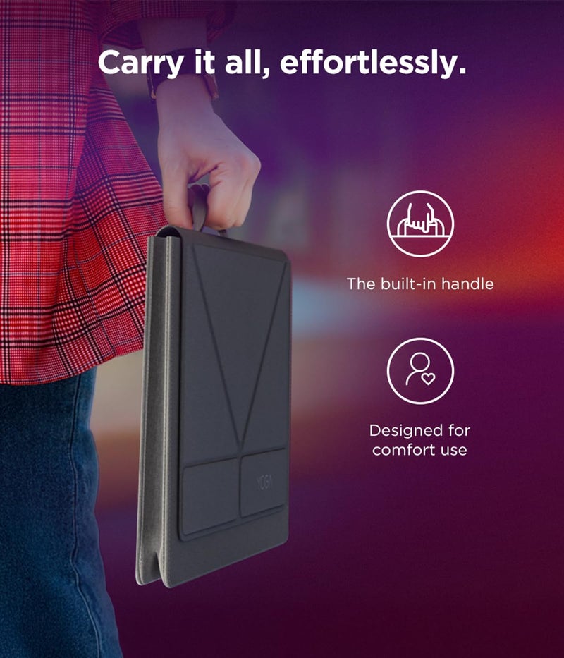 Lenovo Yoga Tote Sleeve Case for Laptops with 14-inch Display, Multi-Compartment Organizer with Convertible Stand, Lightweight Protective Polyester & Microfiber Sleeve, Luna Grey - Image 4
