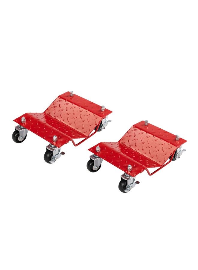 Car Dolly Set of 2, 3000LBS Capacity Wheel Dolly, Heavy Duty Vehicle Dolly Upgraded, Steel Tire Skates with Brakes, Red - Image 1