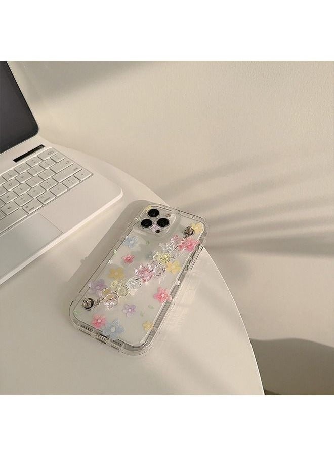 Case for iPhone 14 Pro Max Case,Colorful Flowers Pattern Clear Phone Case with Strap Wrist,Slim Case Compatible with iPhone 14 Pro Max,TPU material Anti-Scratch Phone Fashion Cover Women Girls - Image 2