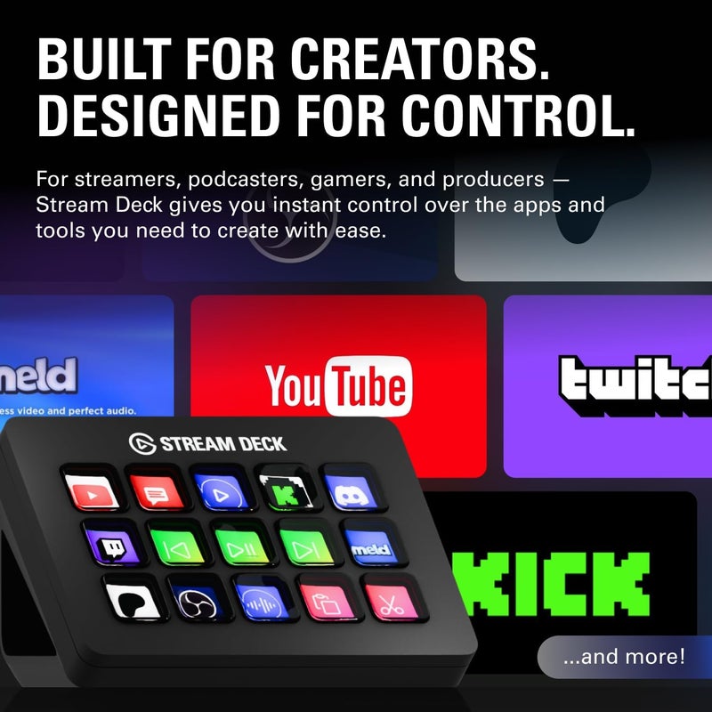 إلجاتو Elgato Stream Deck MK.2 Studio Controller ، 15 مفاتيح ماكرو ، إجراءات تشغيل في التطبيقات والبرامج مثل OBS و Twitch و YouTube وأكثر من ذلك ، يعمل مع Mac و PC ، أسود - Image 3