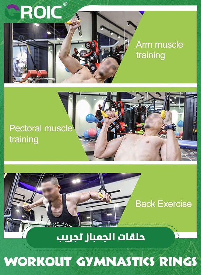 GROIC Gymnastic Rings, 1102 lbs Supported Gymnastic Rings Non-Slip Exercise Rings with 6.6ft Adjustable Straps, Strength Training, Pull-Ups and Dips for Gym, Workout, Exercise, Outdoor & Indoor Training  - Image 3