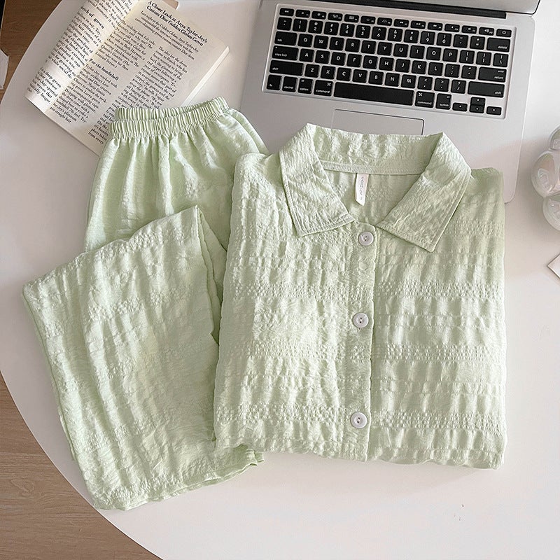 Trendy Cloud Cotton Sweet Pajamas With Fixed Chest Pad, Long-Sleeve And Long-Pants Loungewear Set - Image 2