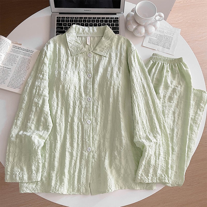 Trendy Cloud Cotton Sweet Pajamas With Fixed Chest Pad, Long-Sleeve And Long-Pants Loungewear Set - Image 3