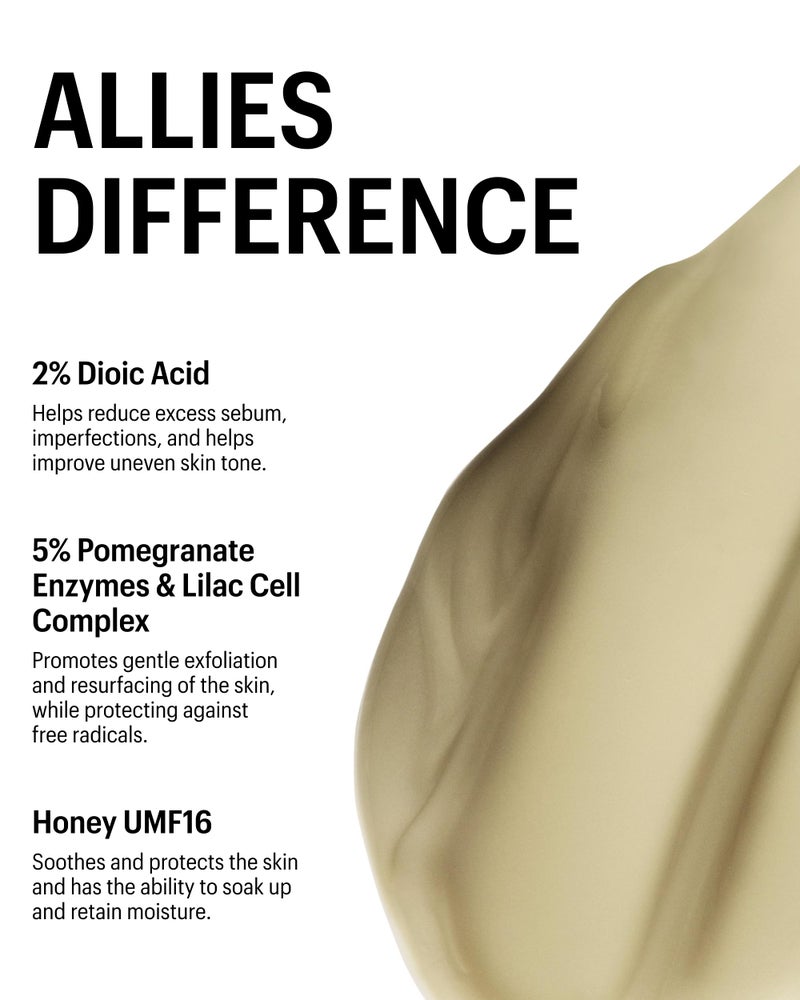 Allies of Skin Promise Keeper Blemish Sleeping Facial: Night Cream Moisturizer Treatment. Dioic + Mandelic + Lactic Acid, Manuka Honey, Rosehip Oil. Hydrates & Refines Skin 1.7 oz - Image 5