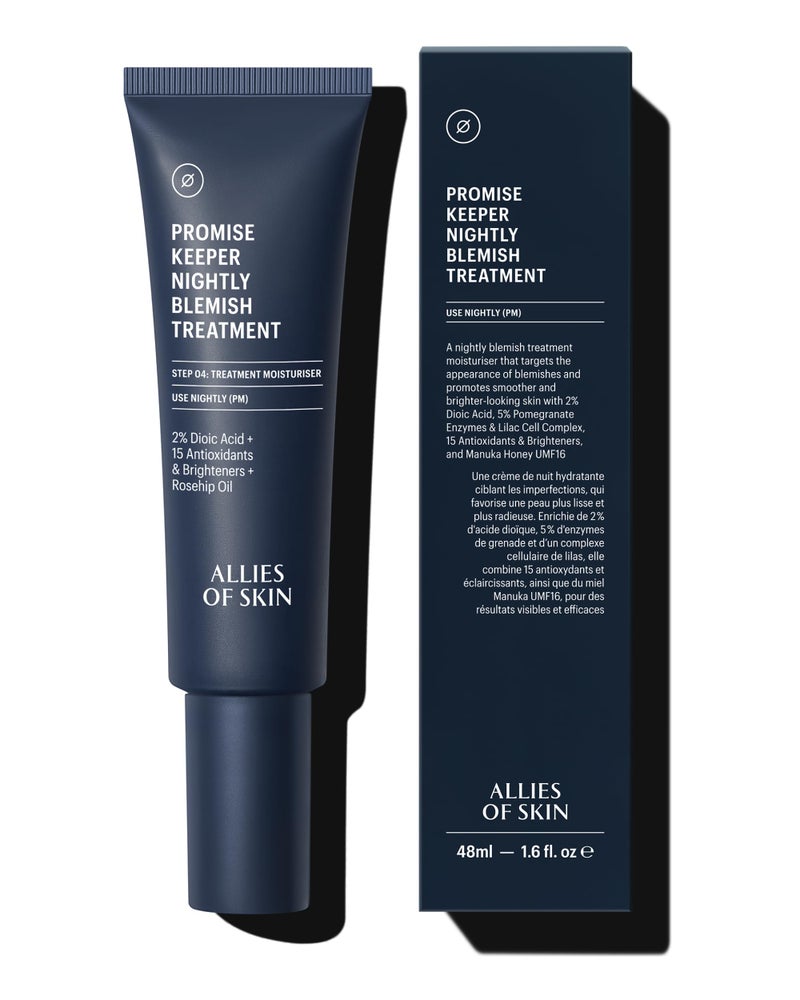 Allies of Skin Promise Keeper Blemish Sleeping Facial: Night Cream Moisturizer Treatment. Dioic + Mandelic + Lactic Acid, Manuka Honey, Rosehip Oil. Hydrates & Refines Skin 1.7 oz - Image 1